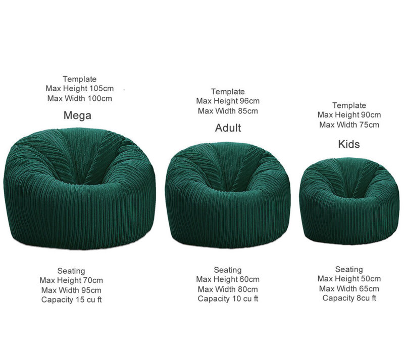 XXL Jumbo Cord MEGA Size Classic Beanbag Chair Ready Filled, Teal