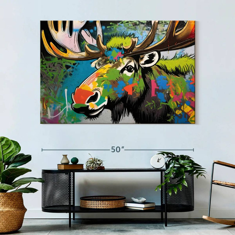 Brampt Moose - Graffiti Animals, 34" H x 51" W