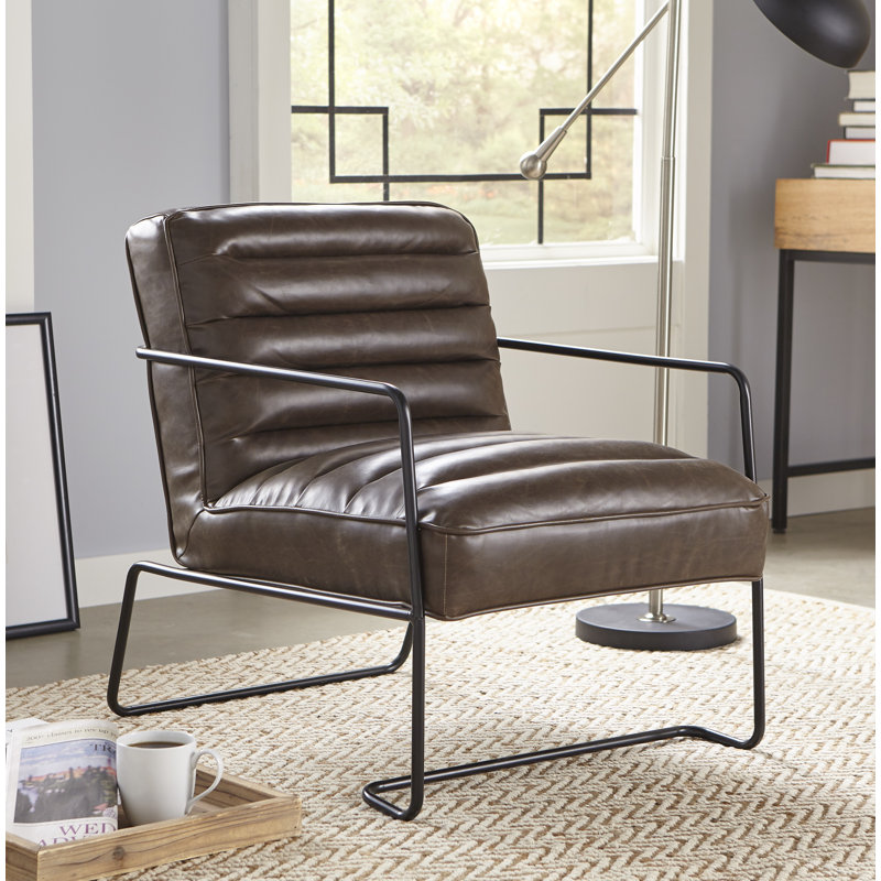 Faux Leather Armchair, Brown Faux Leather