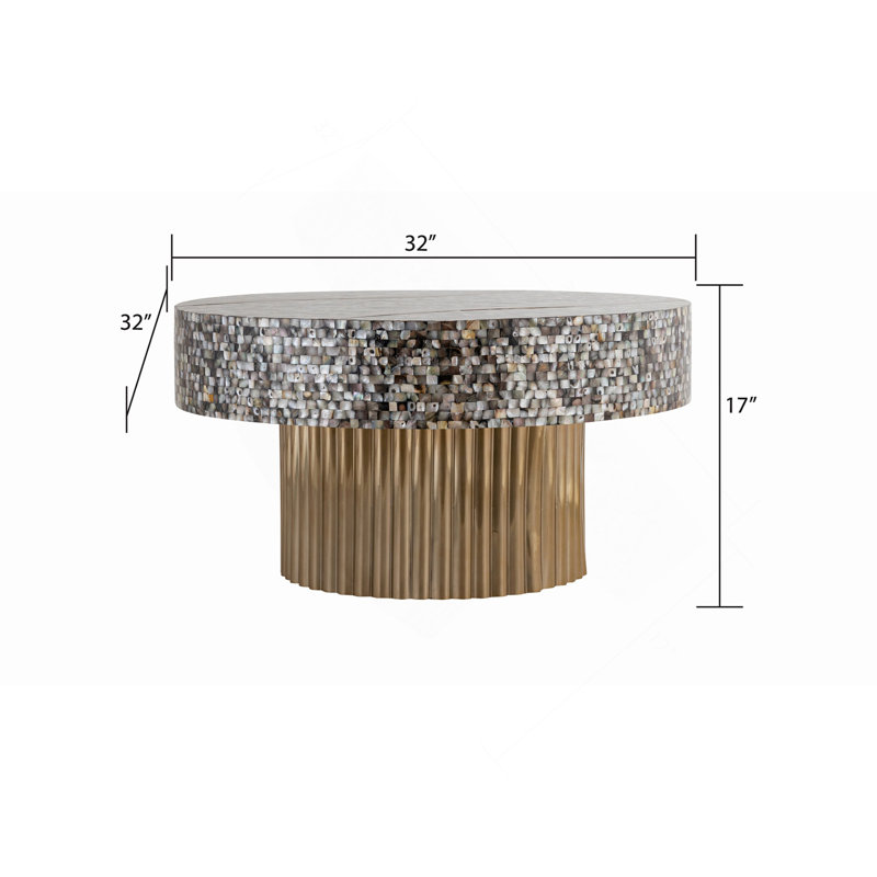 Table basse avec plateau en nacre