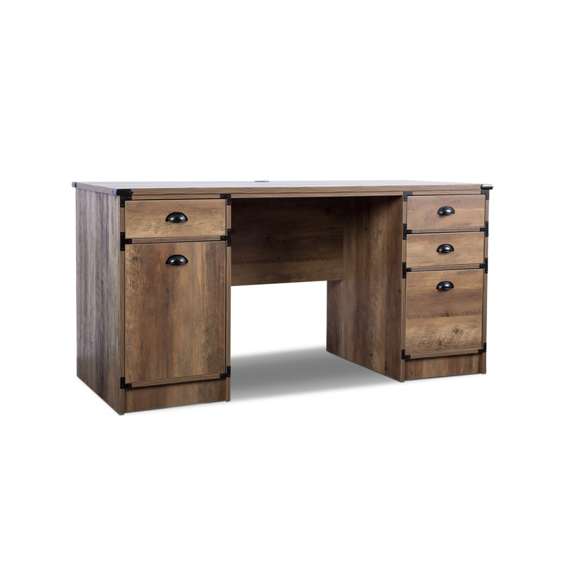Bureau d'ordinateur à 4 tiroirs Wycombe, Chêne rustique
