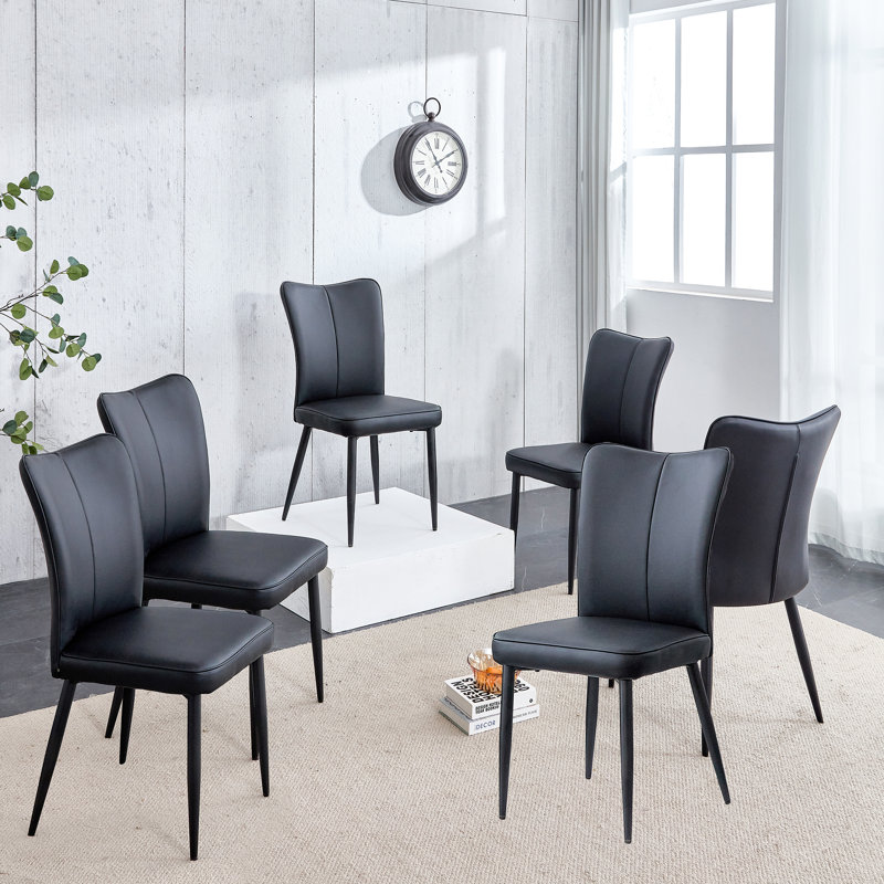 Chaise parsons capitonnée à dossier à oreilles Frisbie pour cuisine et salle de banquet, Noir, Noir