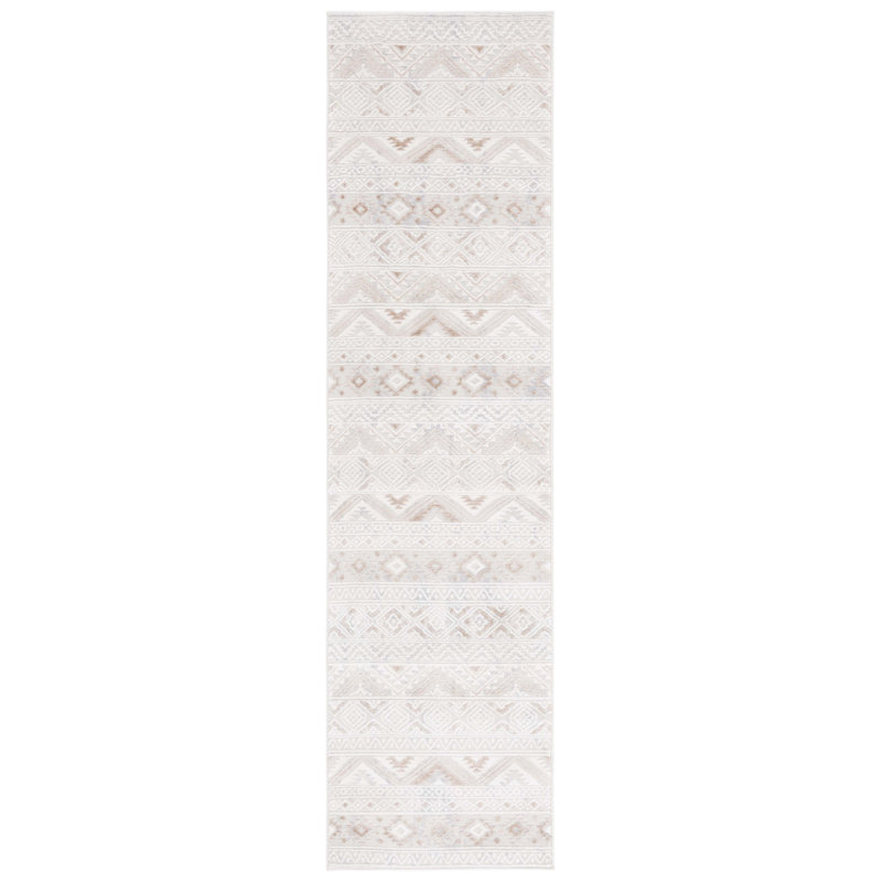 Tapis ivoire / beige en polyester / polypropylène tissé à la machine Kaleel, Tapis de couloir 2 pi x 8 pi