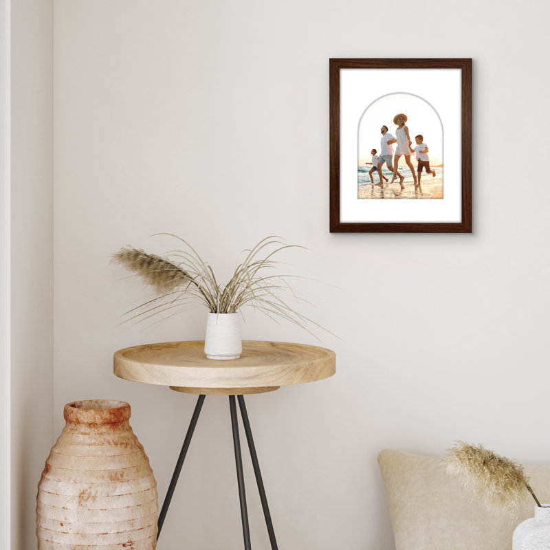 Cadre photo avec tapis en forme d'arche - Idéal pour toute pièce, salon, dortoir, Walnut, 11 po x 14 po