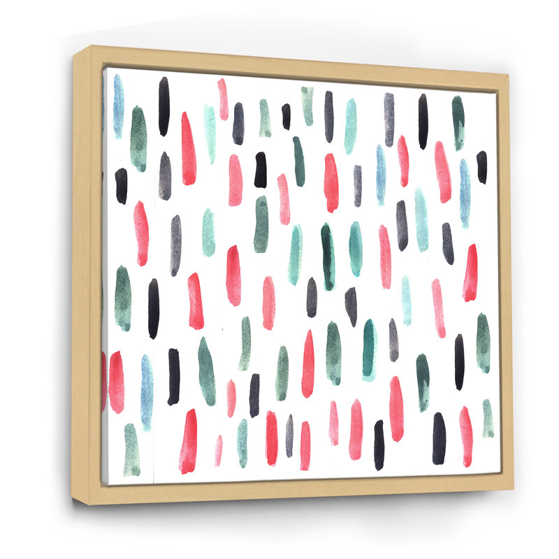 «Retro Blue and Red Vertical Strokes», impression sur toile, H 30 po x l 30 po x P 1 po, Cadre flottant en érable