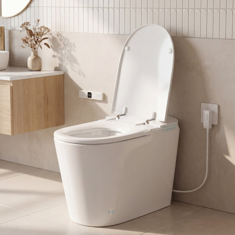 Luxury Smart Toilet With Auto-Open/Close Lid,One Piece Bidet Toilet Heated Seat For Bathrooms, Multiple Cleaning Modes,Smart Foot Sensor