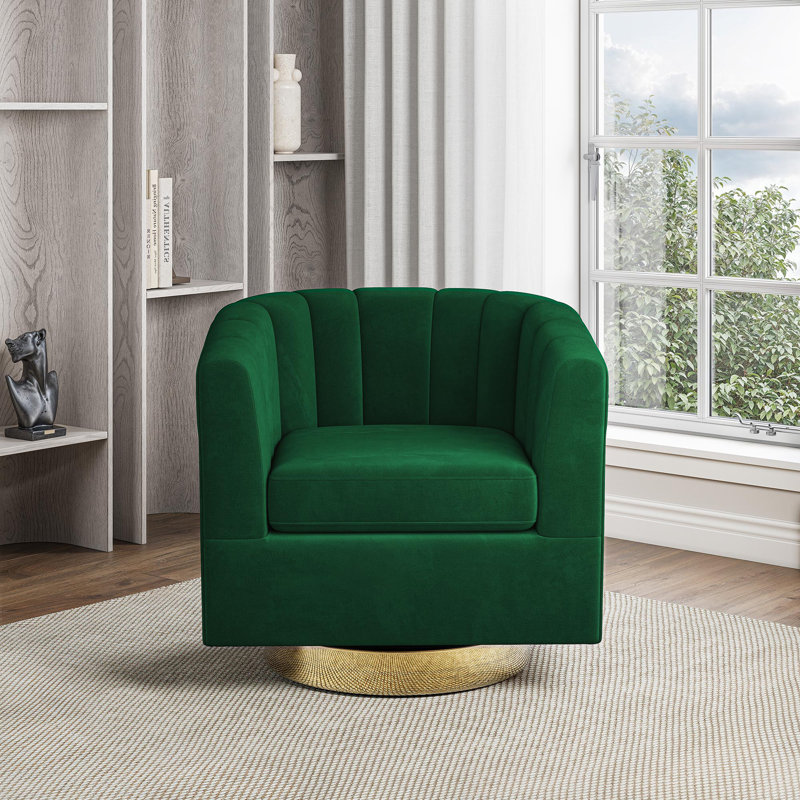Fauteuil demi-tonneau pivotant de 31 po Brajan, Polyester vert