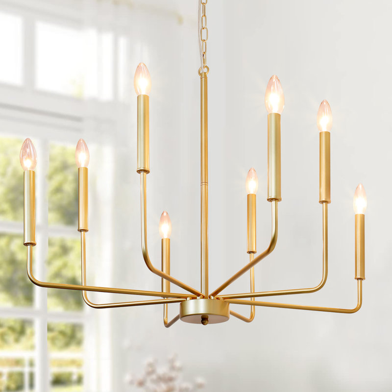 Lustre classique / traditionnel à 8 lumières de style bougie Tybria, Or