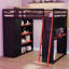 Lit mezzanine en bois multifonctionnel avec rangement, noir et rouge, pour une maison moderne
