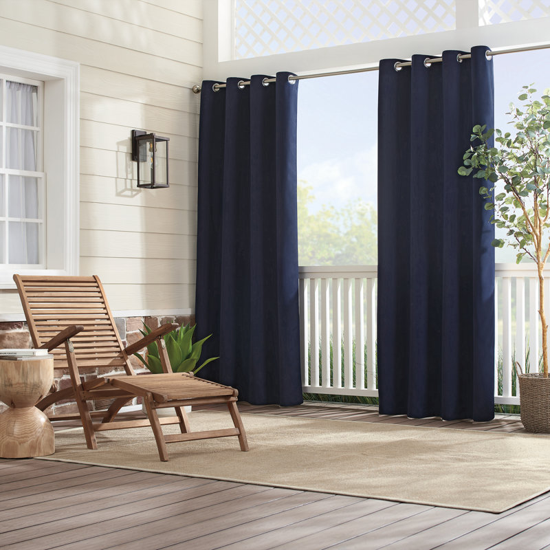 Outdoor Semi Sheer Curtain Single Panel, 52" W x 96" L, Gray