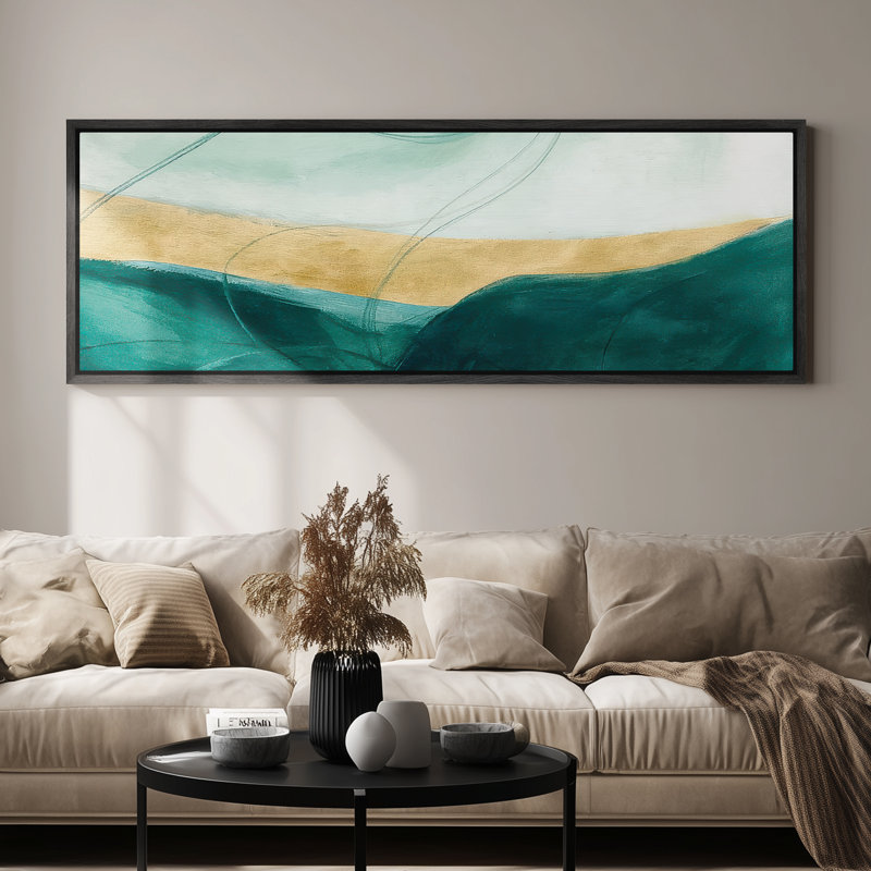 Très grand art mural rétro encadré pour art classique, H 20 po x l 60 po, Noir