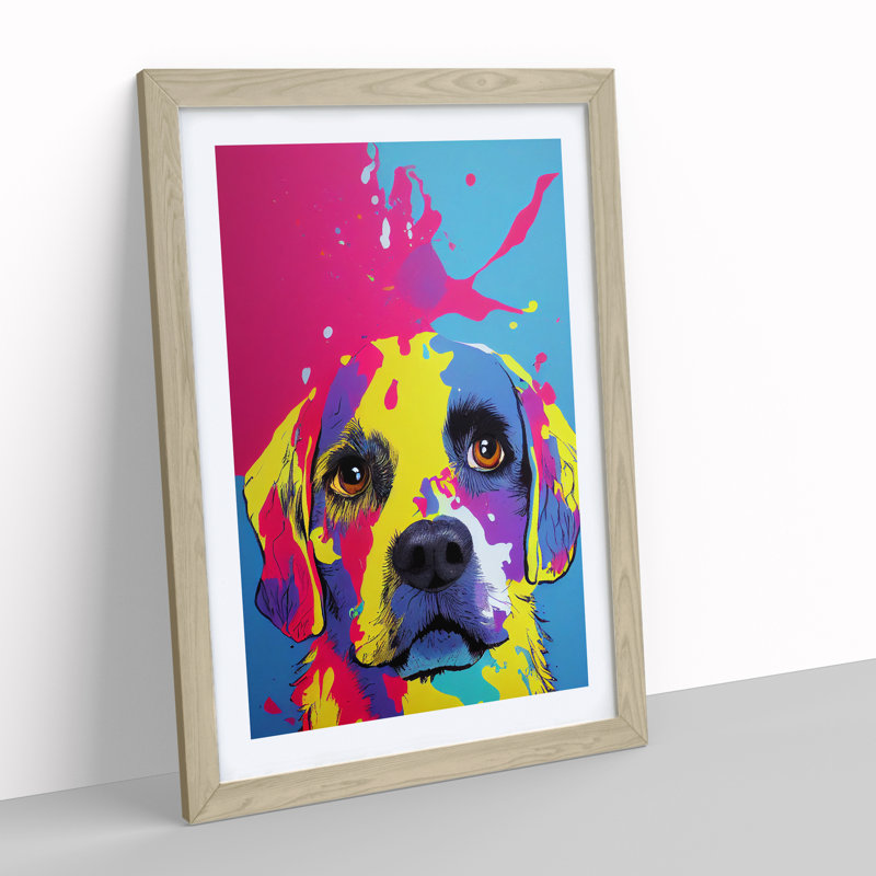 Dog Splash No.6 - Framed Print, 34cm H x 25cm W x 2cm D, Oak Framed