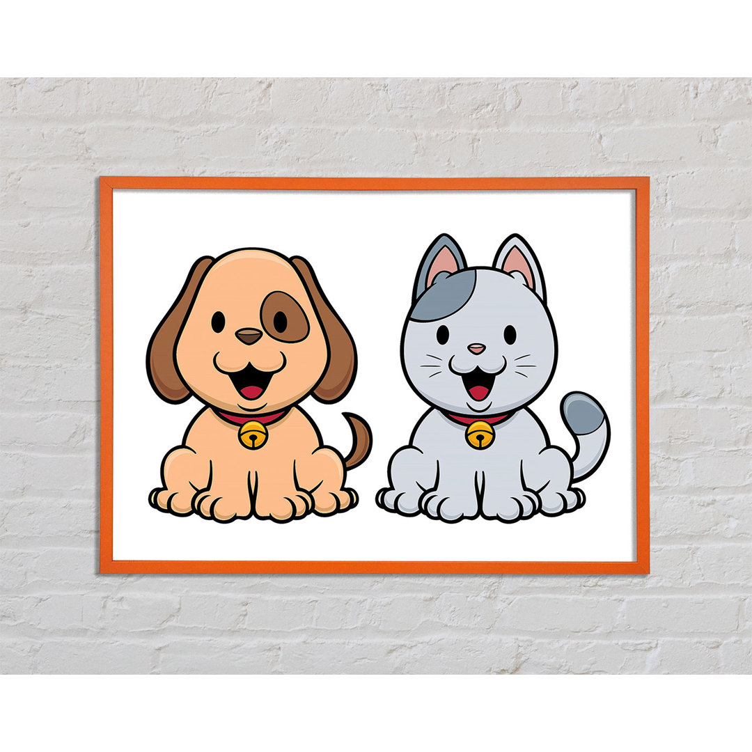 Gerahmtes Wandbild Happy Cat And Dog von Hovag