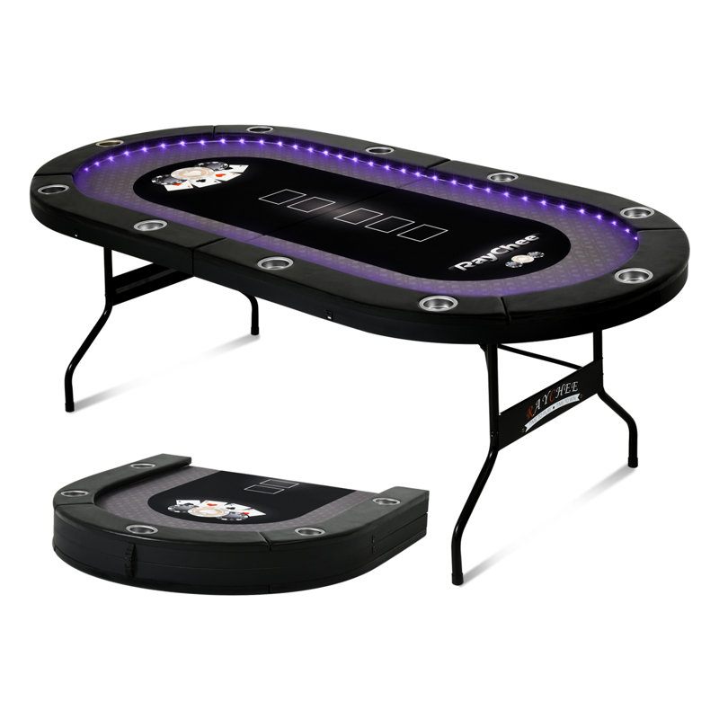 Table de poker RayChee 84 po à 10 joueurs à DEL pliable, table Texas Holdem avec lumière DEL incrustée, 2 ports USB et 2 ports Type-C