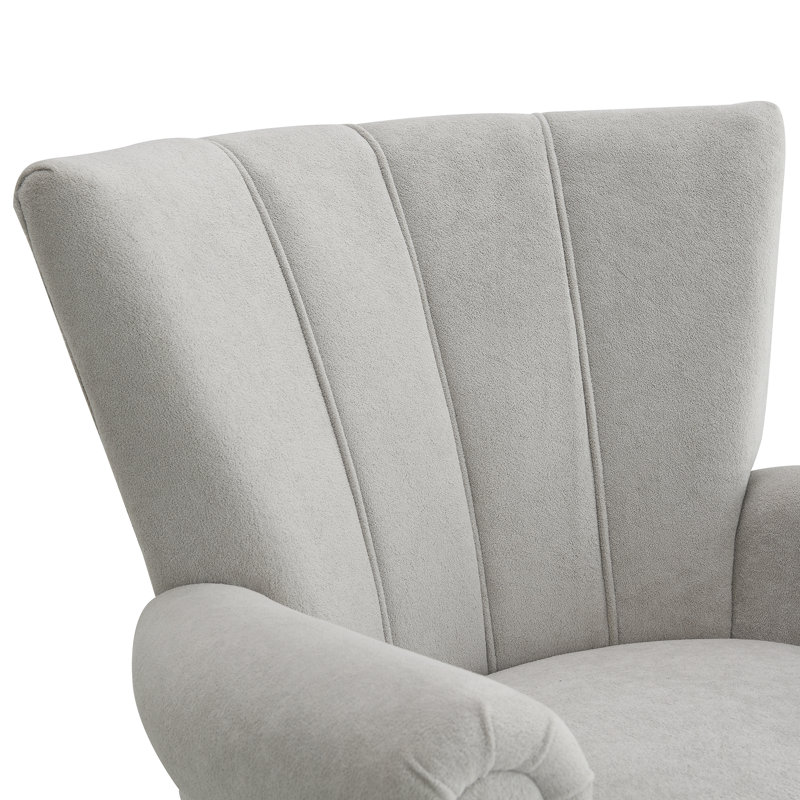Byata Upholstered Swivel Armchair, Light Gray Polyester Blend