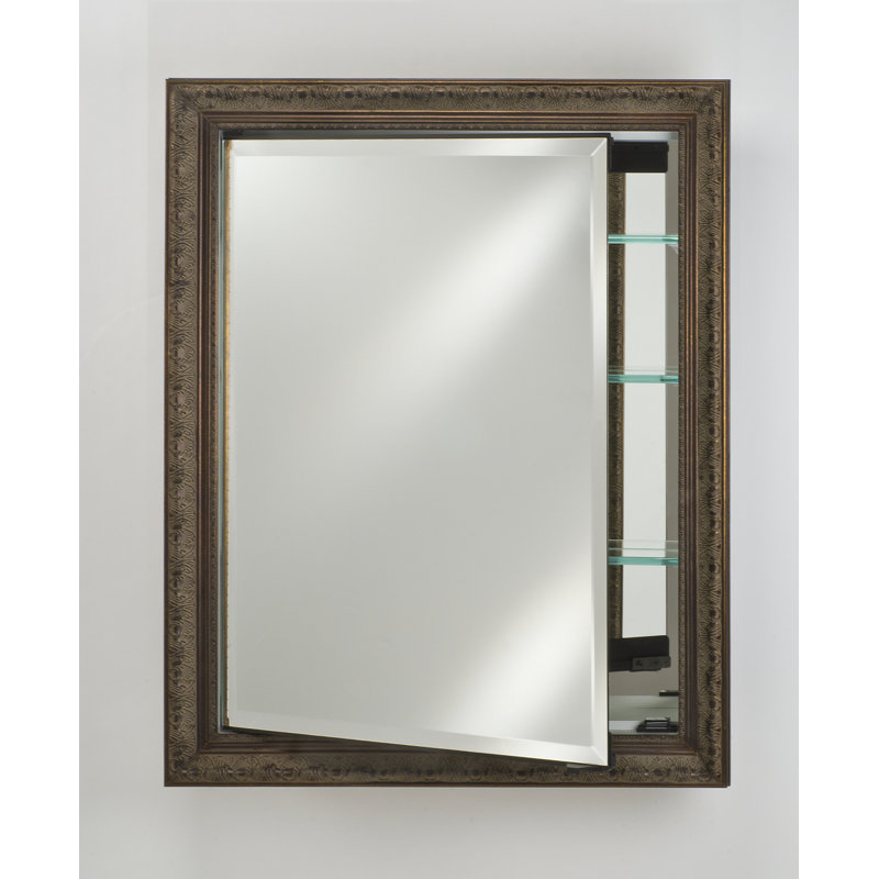 Holdrege 24'' W 30'' H Recessed Frameless Medicine Cabinet Mirror, Rustic Wood Off White, 36" x 24"