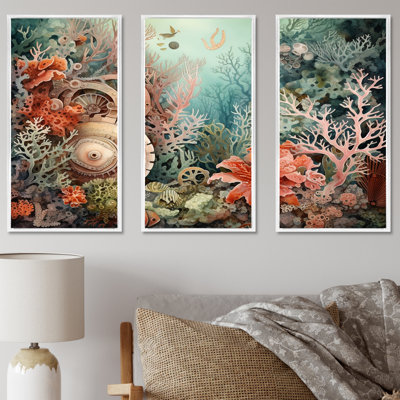 «Coral Pirate Wheel Memory», ensemble d'impression d'art mural corail sous l'eau