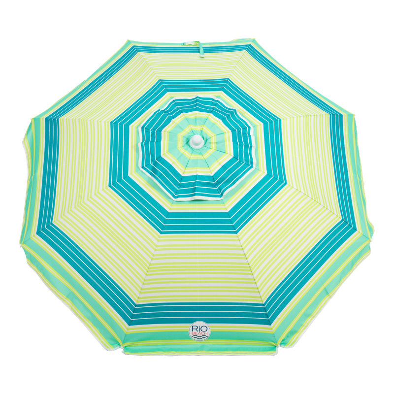 6 ft. Multicolor Beach Umbrella with White Steel Frame