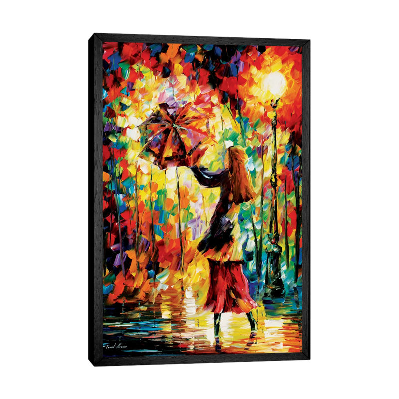Rainy Mood by Leonid Afremov - Painting on Canvas, Black Framed Canvas, 101.6 cm H x 66.04 cm W