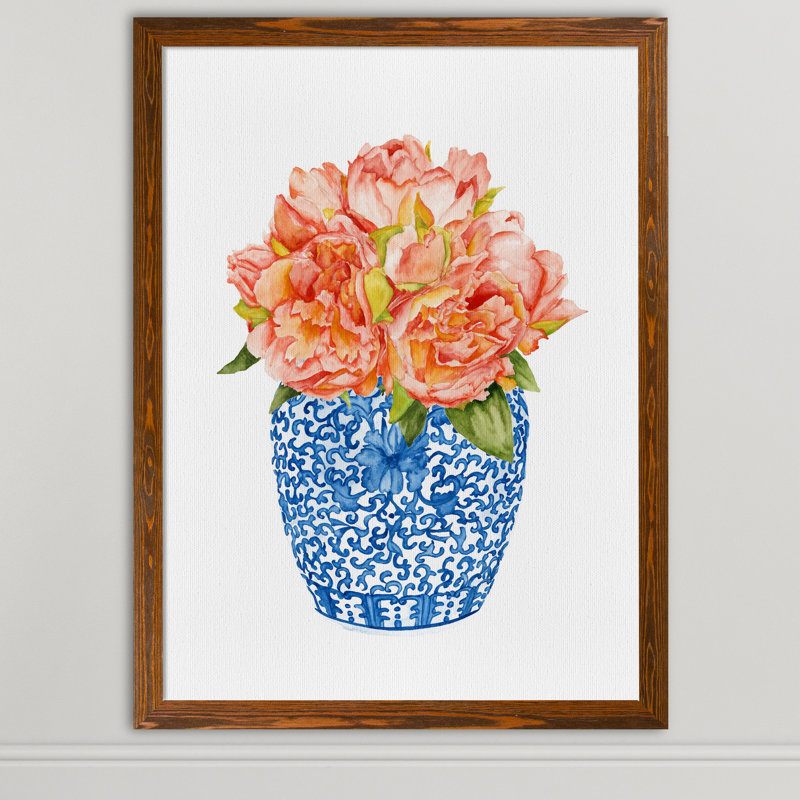 « pivoines doux i » par paul cezanne-cadre photo, reproduction d’art, H 32 po x l 44 po x 1,25 po, Toile avec cadre érable