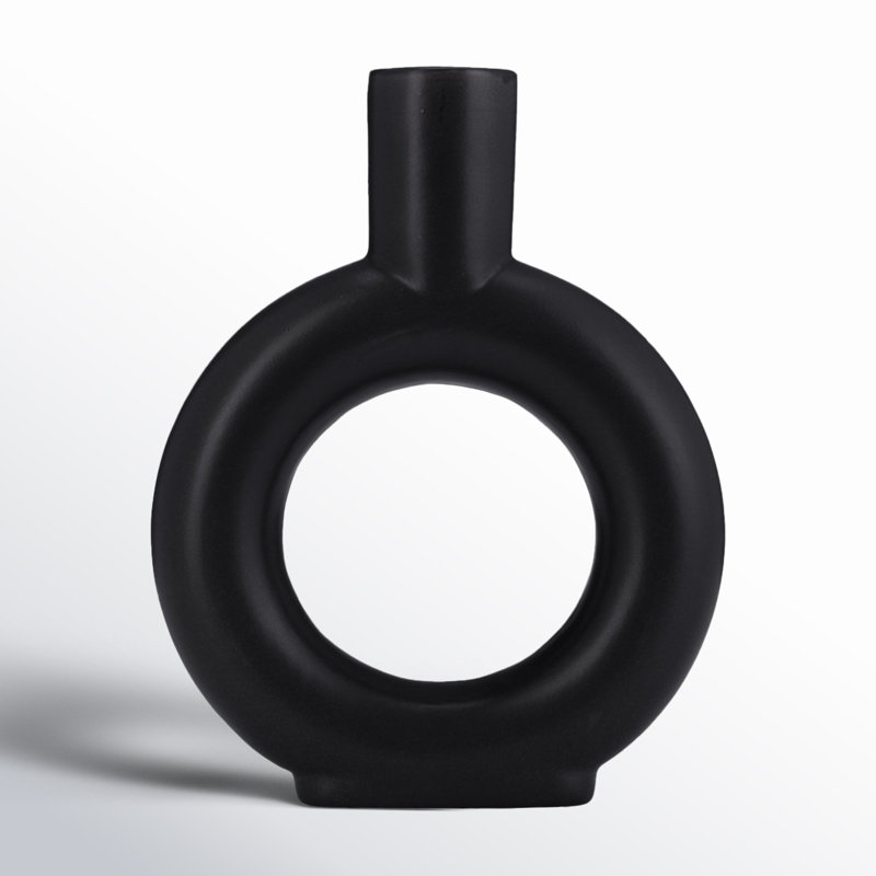 Sagebrook Home Verla Ceramic Elegant Centerpiece Vase - A Must-Have Addition for Stylish Homes, Black