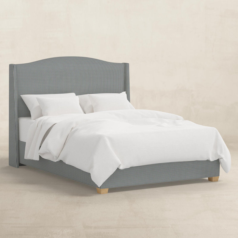 Upholstered Wingback Bed, Denim, Twin