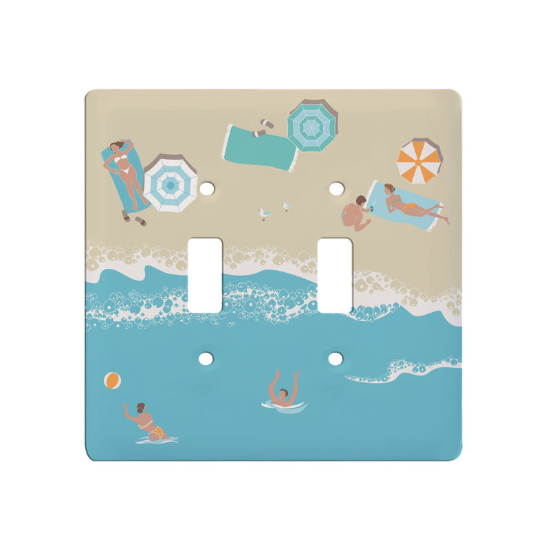 Plaque murale interrupteur à bascule Birds Eye Beach View 2-Gang