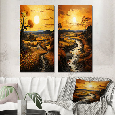 «Countryside Golden Field», 2 pièces sur toile