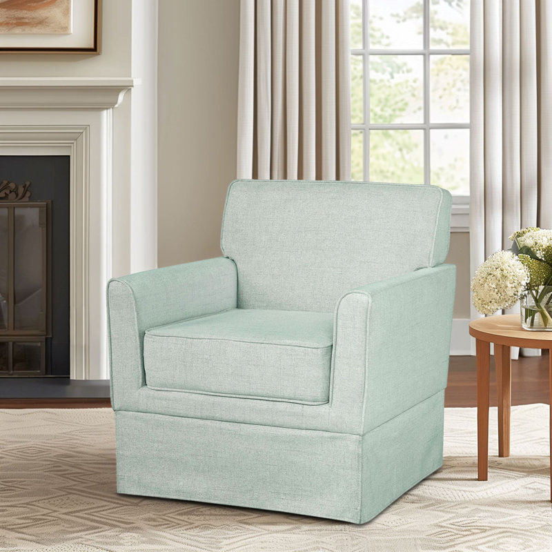 Fauteuil à jupe d'appoint, l 30 po x P 30,5 po x H 33 po, en polyester et bois massif, 1 pièce, vert menthe, avec housse d'une capacité de 300 lb