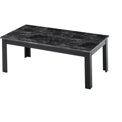 Table traditionnelle 3 pièces, tables basses rectangulaires et carrées, dessus en faux marbre, charme en bois gris, guide d'assemblage simple de style traditionnel et de finition, pratique