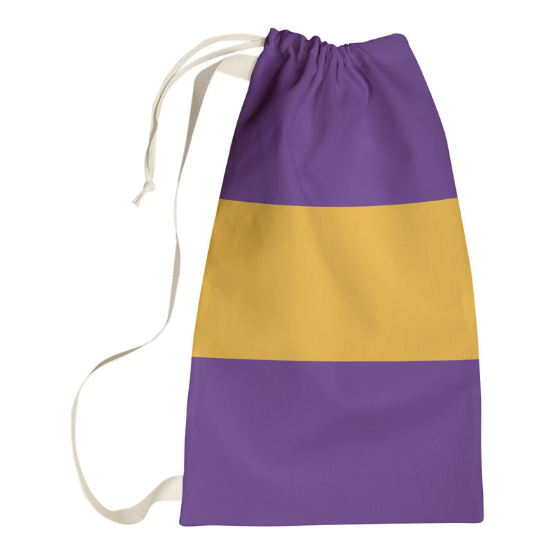 Los Angeles LA Fabric Laundry Bag with Handles, Large ( 36" x 28" x 1.5"), Purple/Gold/Purple
