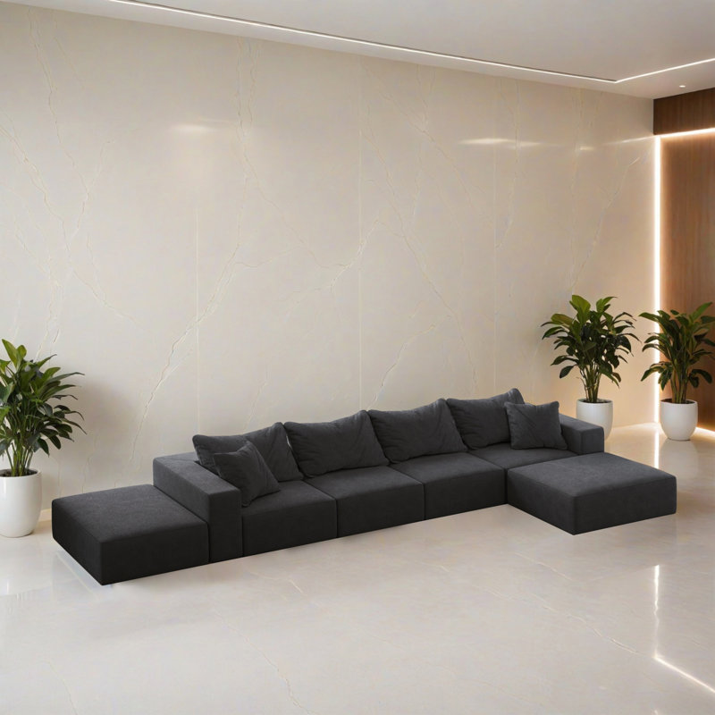 Canapé-lit modulaire 6 pièces pour salon, Gris chenille