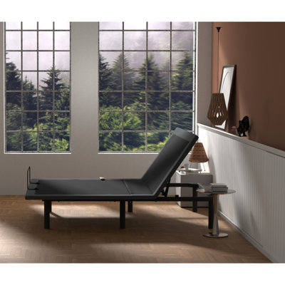 Base de lit réglable Os4 - Pliage central, revêtement de tête et de pied en tissu tissé, contrôle
