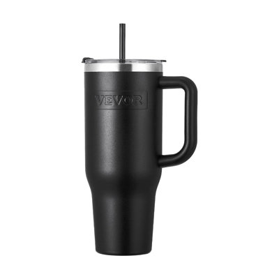 40 Oz Insulated Stainless Steel Water Bottle Coffee Cup, Double Wall Vacuum Thermos With Handle, Leak-proof Lid, Keeps Drinks Cold 24h Hot 12h, Black