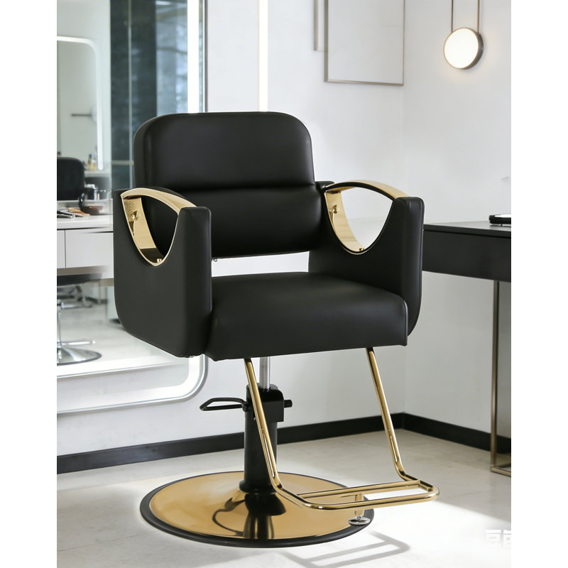 Fauteuil de coiffeur pivotant sur 360 degrés, chaise de salon à pompe hydraulique robuste à hauteur réglable, Doré