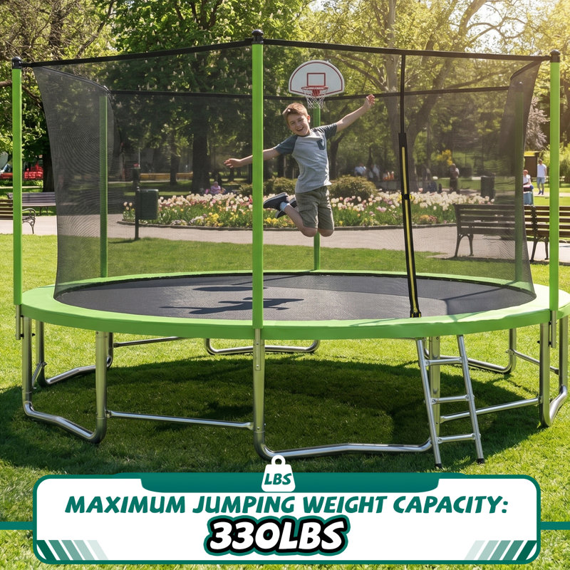 Trampoline extérieur en acier 15 pi vert, Noir/vert