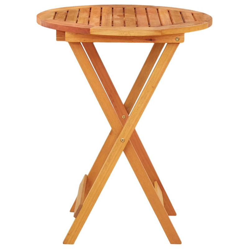 Eucalyptus Wood Foldable Outdoor Dining Table, 23.6" Round