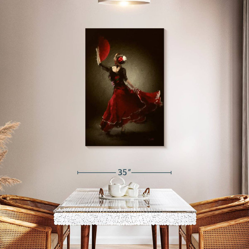 Enn The Red Fan, 45" H x 30" W