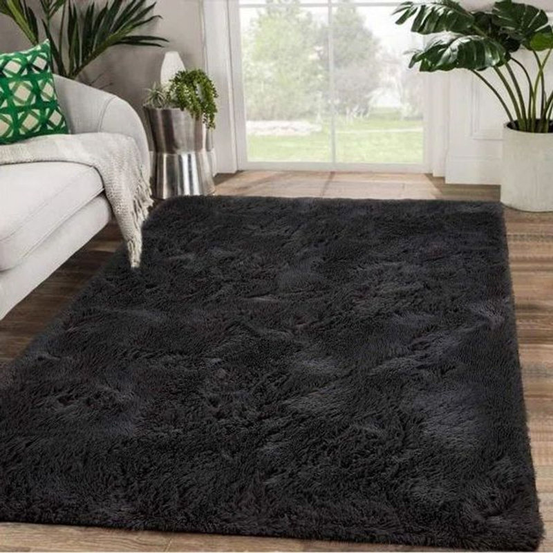 Phyllida Solid Colour Shag Area Rug, Rectangle 122cm x 183cm