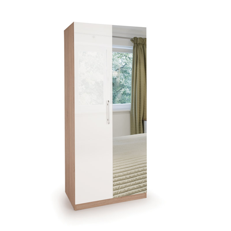Askern 2 Door Manufactured Wood Wardrobe, Oak/White