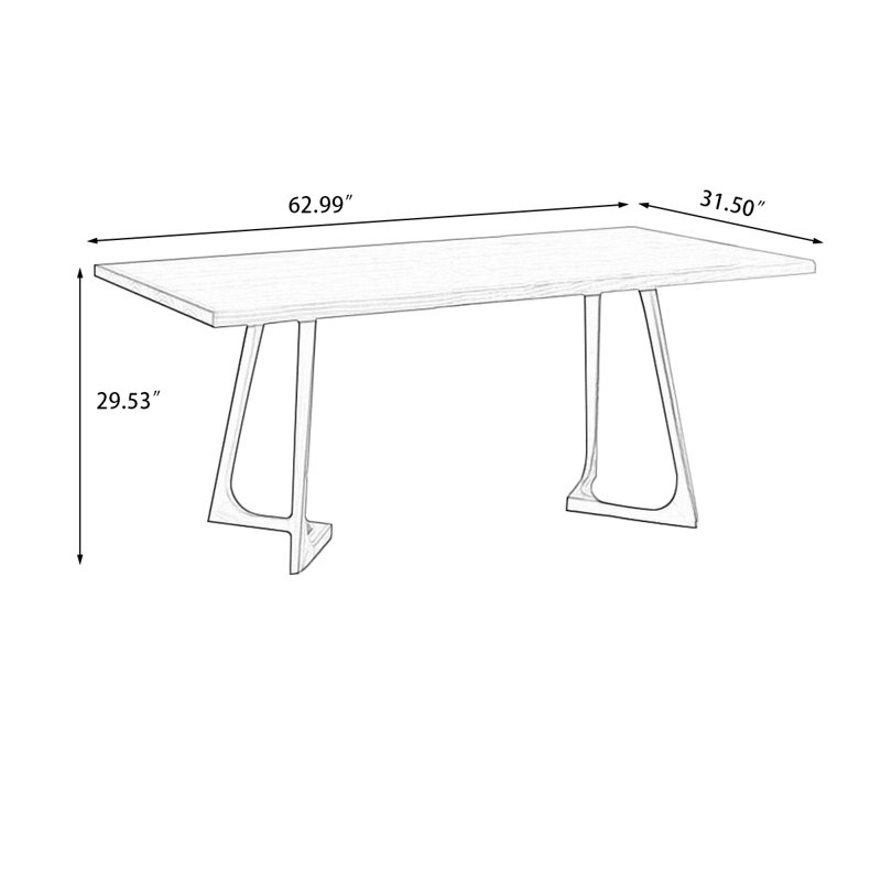 Brown Rectangular Solid Wood Dining Table, 29.53"H x 62.99"L x 31.5"W