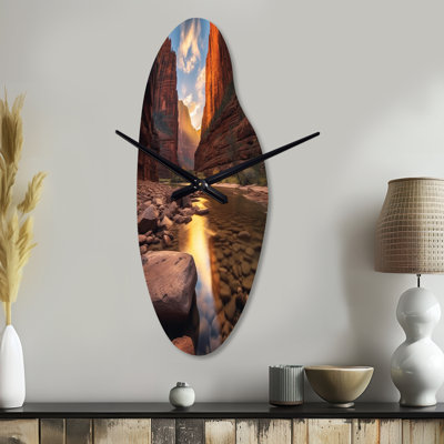 Zion National Park Utah - Curved Utah Metal Wall Clock, Gray Wall Clock Print