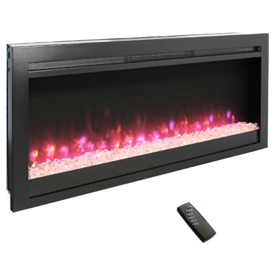 Electric Fireplace 44", Recessed In Wall, Multi Color Flame & , Remote Control, 1400w Heat, 5000 /h, 11 Temp Settings, 8 Colours Available 44" In Temperature Colors For A Welcoming Atmosphere