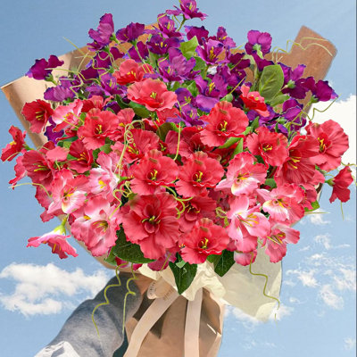 6Pcs Spring Artificial Flowers for Outdoors, Fake Silk Hibiscus Flowers UV Resistant and No-Fade,Faux Spring Summer Flowers Plants Long Stem for Window Box Porch Patio Garden Streets Decor