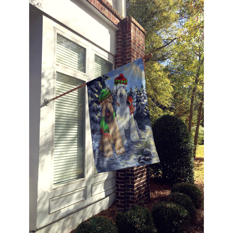 Drapeau de maison Hvidovre Sheltie Halloween en polyester à 2 faces 3 x 2 pi, Terrier irlandais chien de neige - Noël
