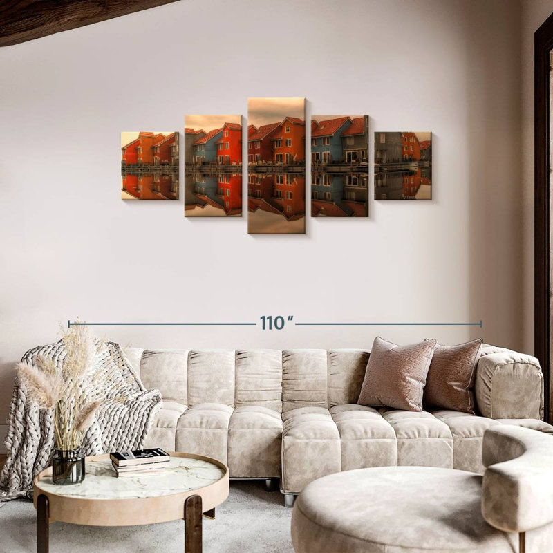 Harbor Town Houses, 36" H x 80" W