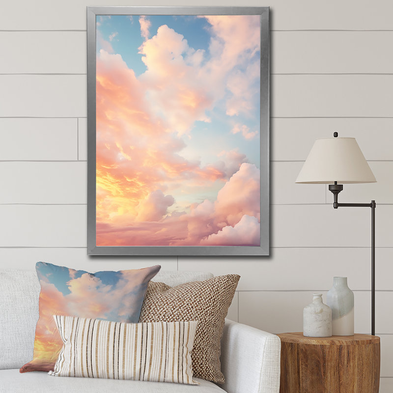 «Peach Sky Photo Astral Symphony II», impressions sur toile, Cadre photo argenté, H 40 po x l 30 po x P 1,5 po