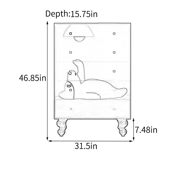 Armoire de rangement en noyer avec cinq tiroirs