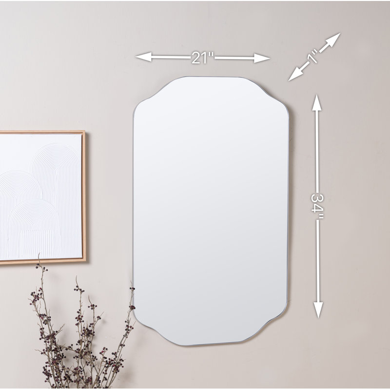 Henry Scalloped Metal Mirror, Silver