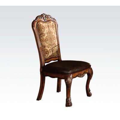 2 Cherry Oak Vintage Side Chairs - Ergonomic, Intricate For Dining Room Chair  2  In Faux Leather, Claw Leg, Comfort